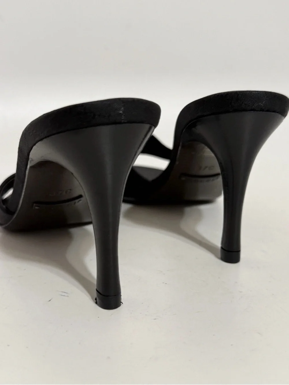 Gucci Black Monogram Slip-On Stiletto Mules